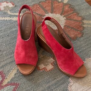 NEW Sorel After Hours Slingback Red Suede Wedge Sandals sz 6.5